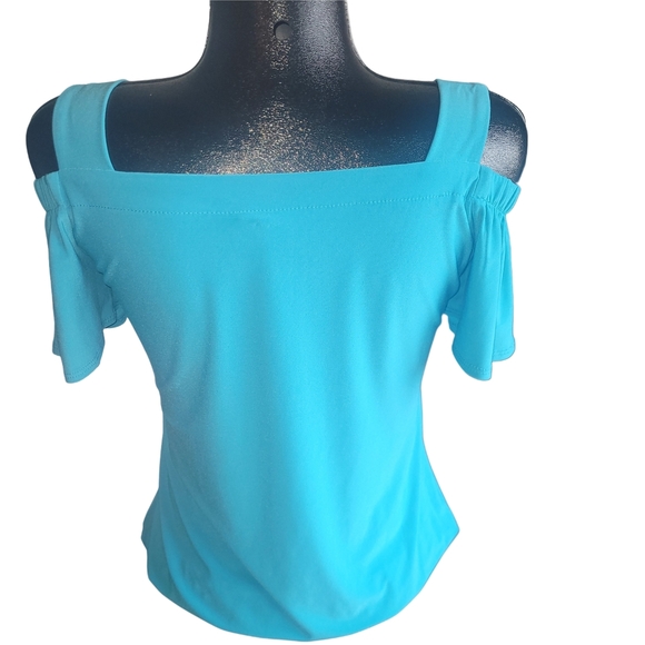 Laura Teal Colored Off-Shoulder Short Sleeve Top S - Picture 5 of 6